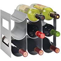 mDesign Práctico estante para botellas de vino – Botelleros para vino y otras bebidas para guardar hasta 9 unidades…